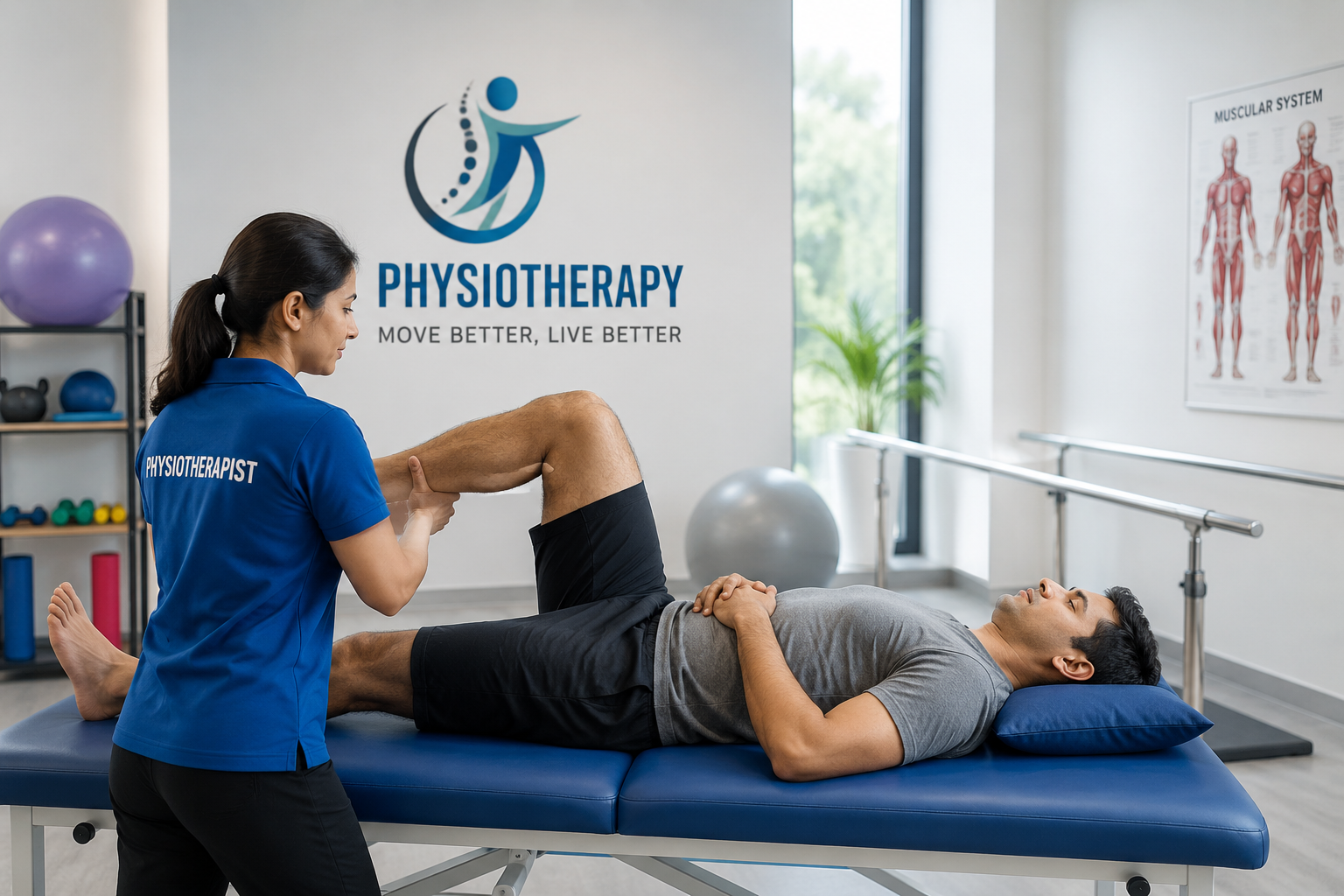 Physiotherapist treating a patient at New J.M Physiotherapy Centre